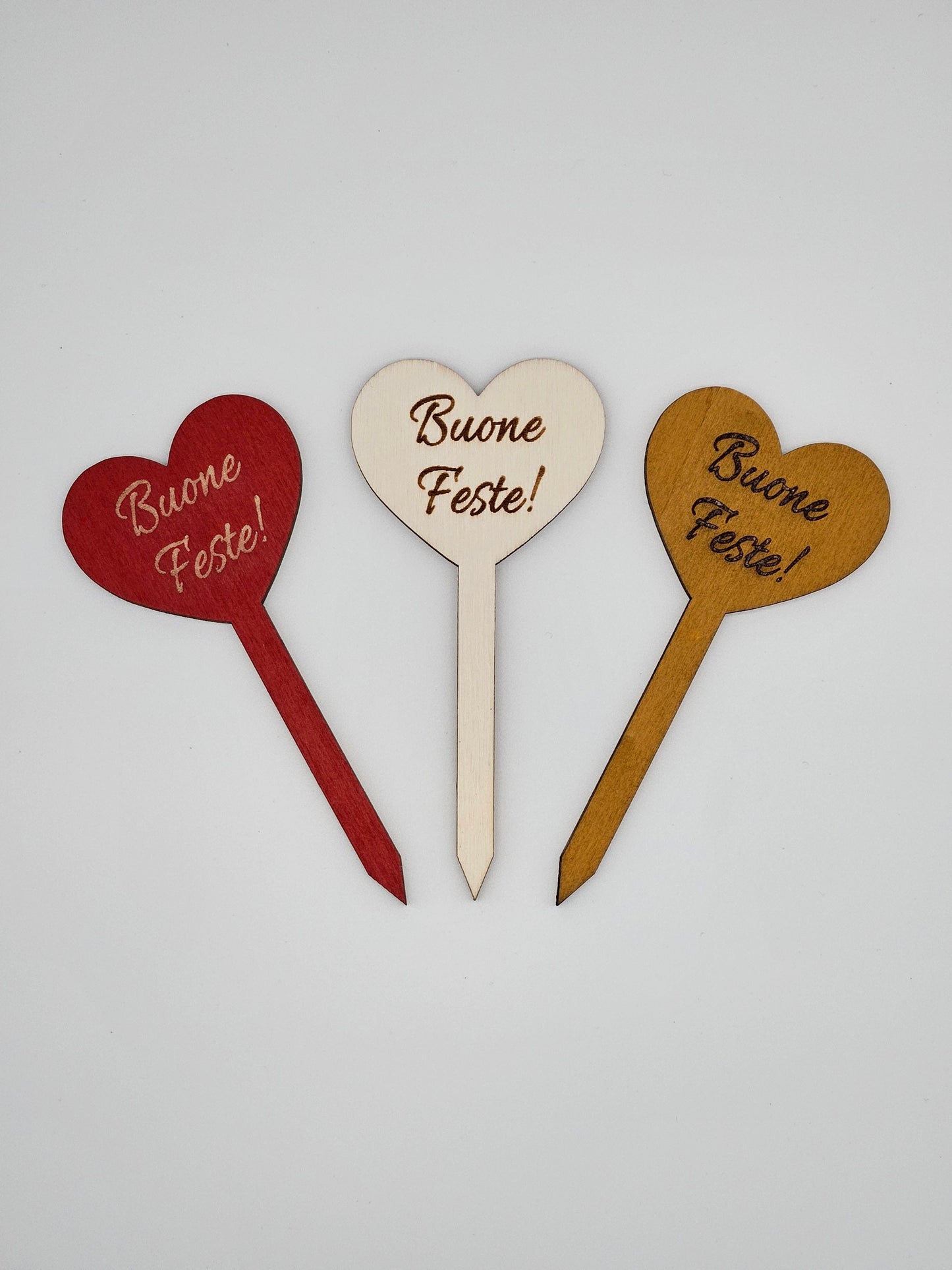10x - Puntale BASSO "Buone Feste!" naturale