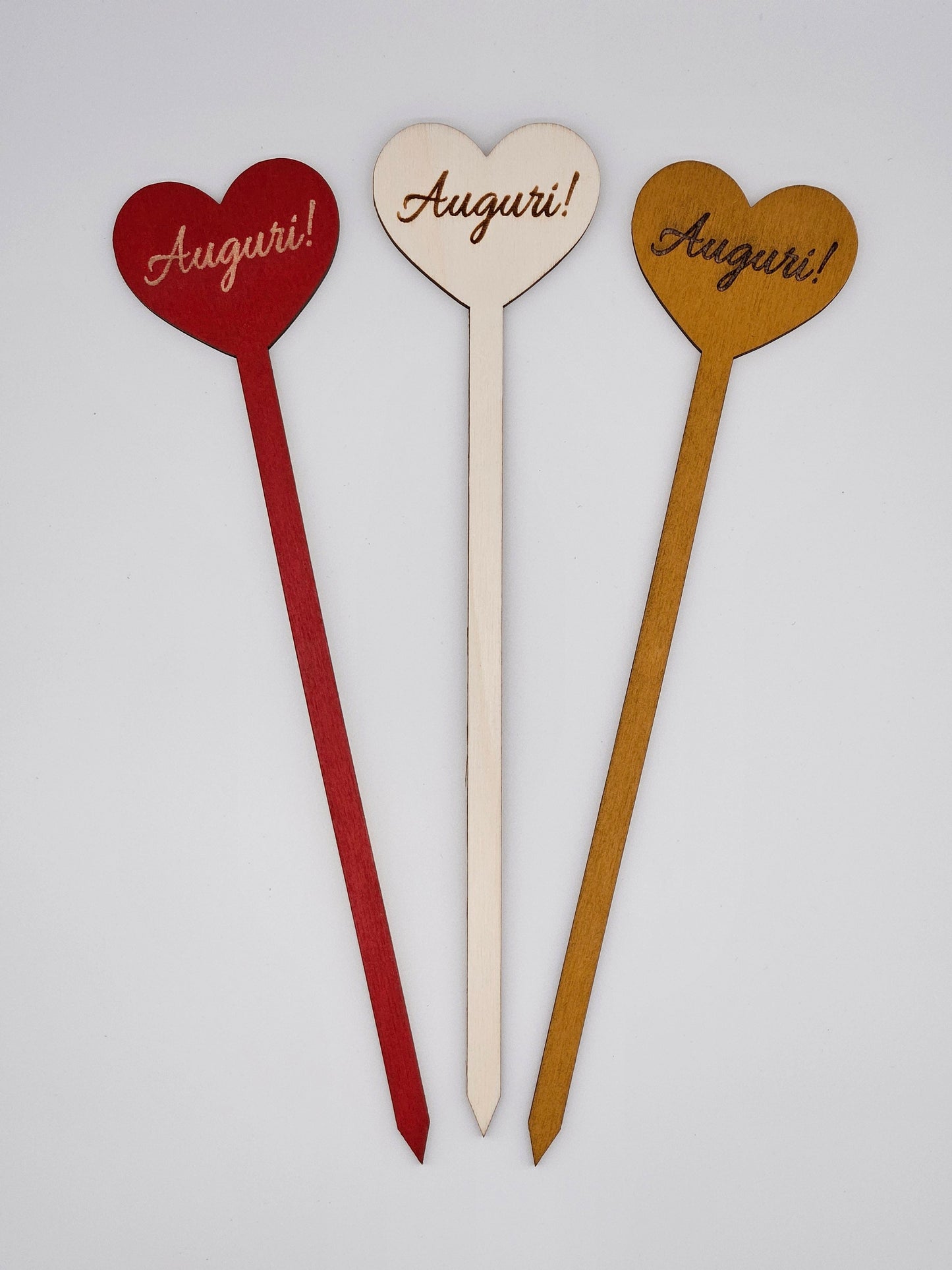 10x - Puntale ALTO "Auguri!" naturale