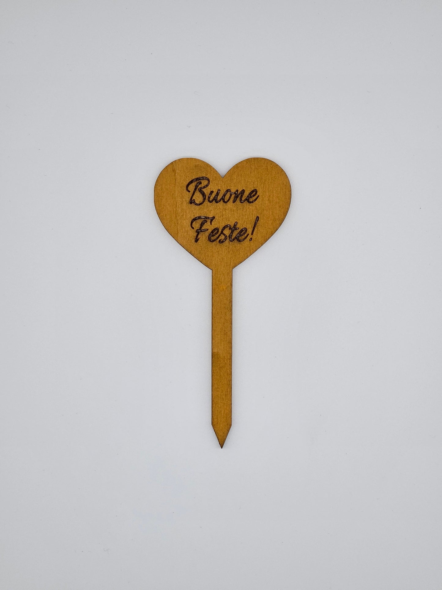 10x - Puntale BASSO "Buone Feste!" giallo ocra