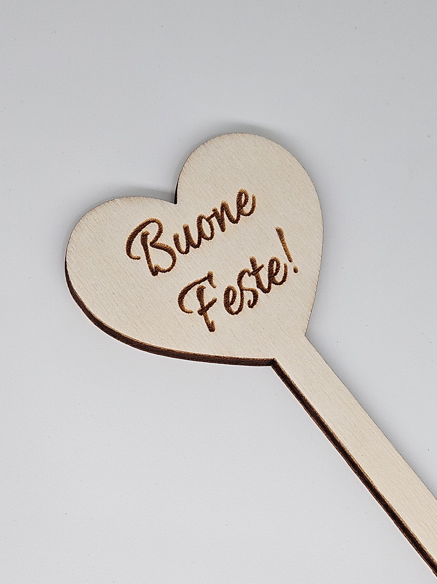 10x - Puntale ALTO "Buone Feste!" naturale