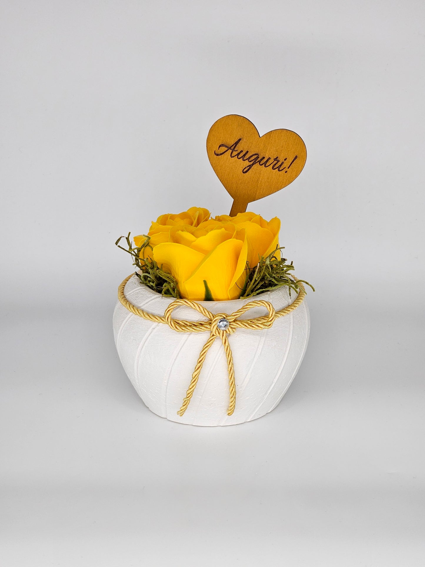 10x - Puntale BASSO "Auguri!" giallo ocra